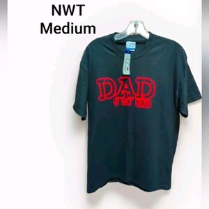Worlds Greatest Dad T Shirt Sz M Black Red DAD U DA MAN Short Sleeve Casual NWT